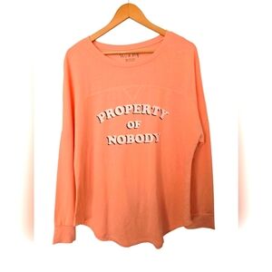 NWOT Wound Up Peach Long Sleeve Shirt with Graphic Text Size 15/17